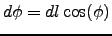 $d\phi=dl\cos(\phi)$